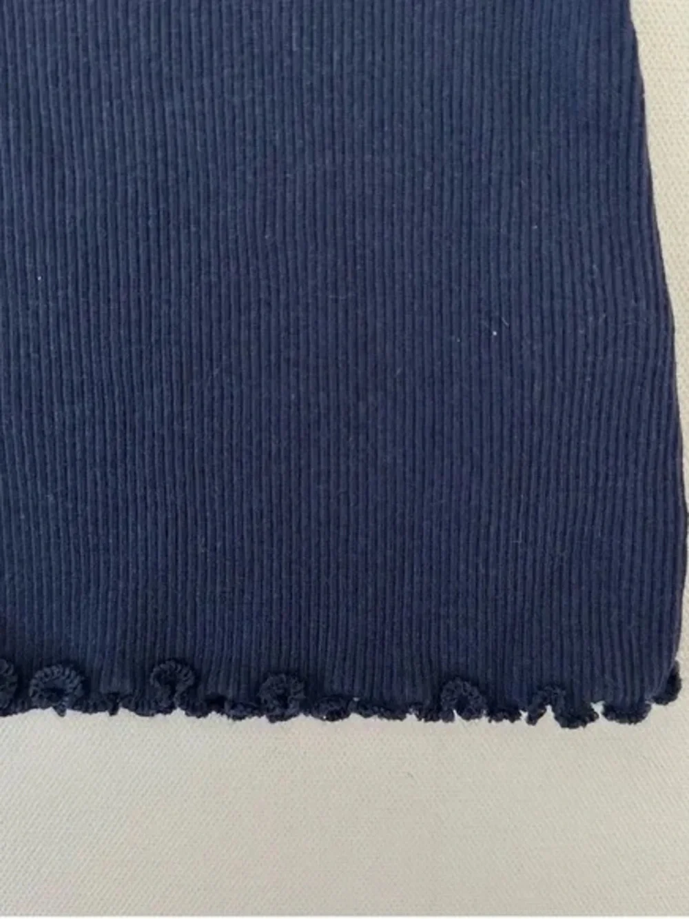 GAP Navy Ribbed Short Sleeve Tee with Lettuce Edge